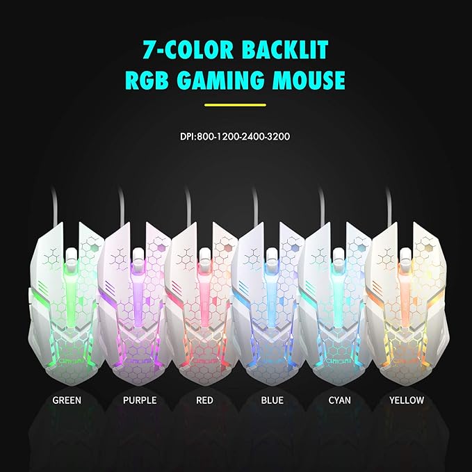 CHONCHOW RGB Gaming Keyboard and Mouse Combo,USB Wired Light Up Keyboard, Rainbow LED Lit Backlight Keyboard Mouse Set for Computer Windows PC PS4 Xbox Laptop iMac Resberry Pi
