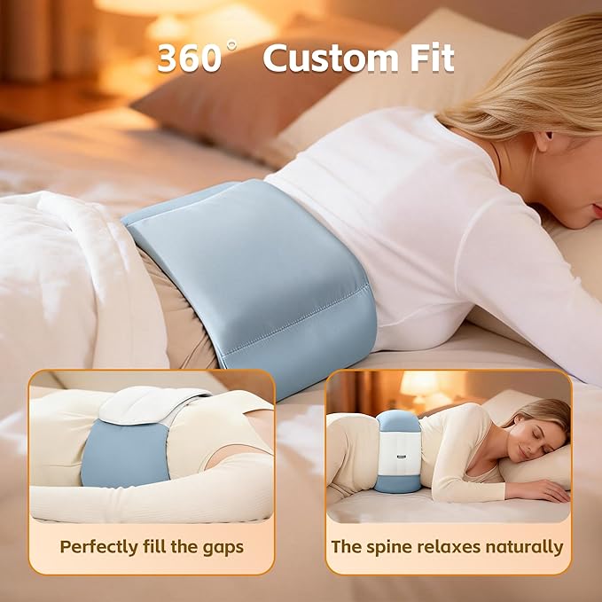 Lumbar Support Pillow for Office Chair & Sleeping, Wrap Around Lower Back Pillow with Breathable Ice Silk Cotton, Provides Comfortable Lower Back Support for Side/Back/Stomach Sleepers