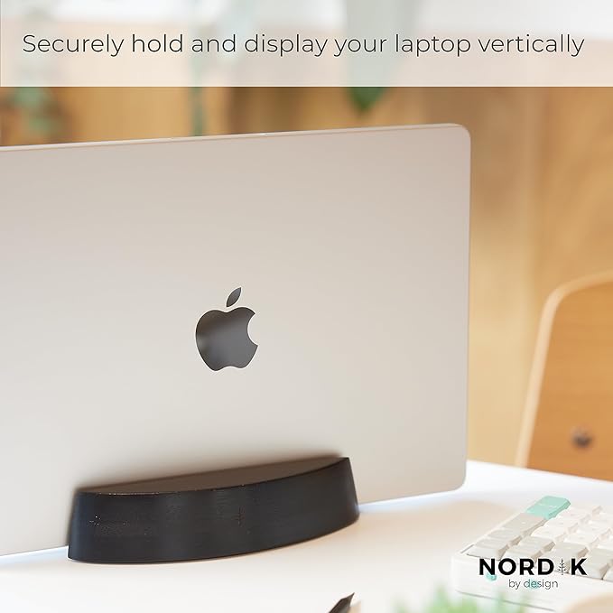 Black Leather Desk Mat and Black Vertical Laptop Stand - Black Monochrome Work from Home Laptop Set