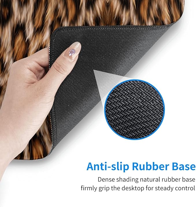 Leopard Large Mouse Pad & Desk Mat Wildlife Fur Print Extended Mousepad Non-Slip Rubber Base Laptop Computer Keyboard Pad for Gaming, Office & Home Decor, XL - 31.5" X 11.8"