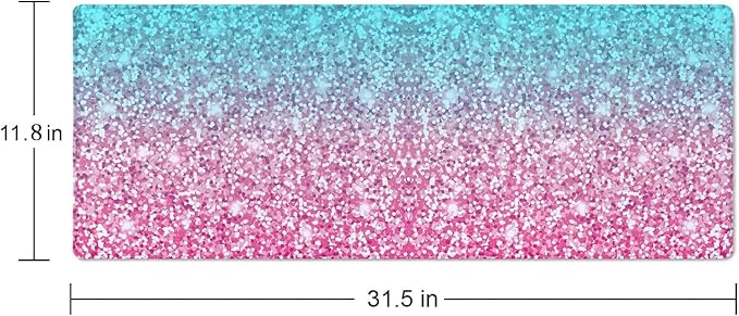 Pink Glitter Pattern Mouse Pad (31.5 × 11.8 × 0.12 inch) Extended Large Mouse Mat Desk Pad, Stitched Edges Mousepad,Non-Slip Rubber Base,Gaming Mouse Pad XL