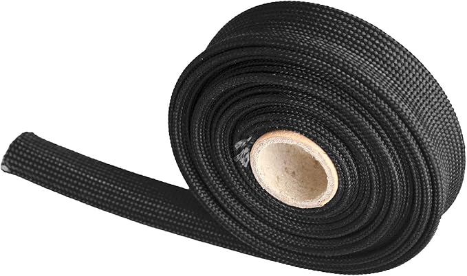 Heat Hose Fiberglass Wrap Shield Sleeve- 1/2" ID x 10'Black Adjustable Hose Heat Shield Spark Plug Wire fuel line Roll For Car Wire Loom cable Brake Line Cable