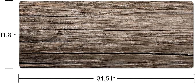 Old Wood Desk Mat Mouse Pad XL Extended Large Gaming Desk Pad Mousepad, Wood Computer Laptop Keyboard and Mouse Mat, Desktop Protector Mat for Women Men Office 31.5x11.8 in