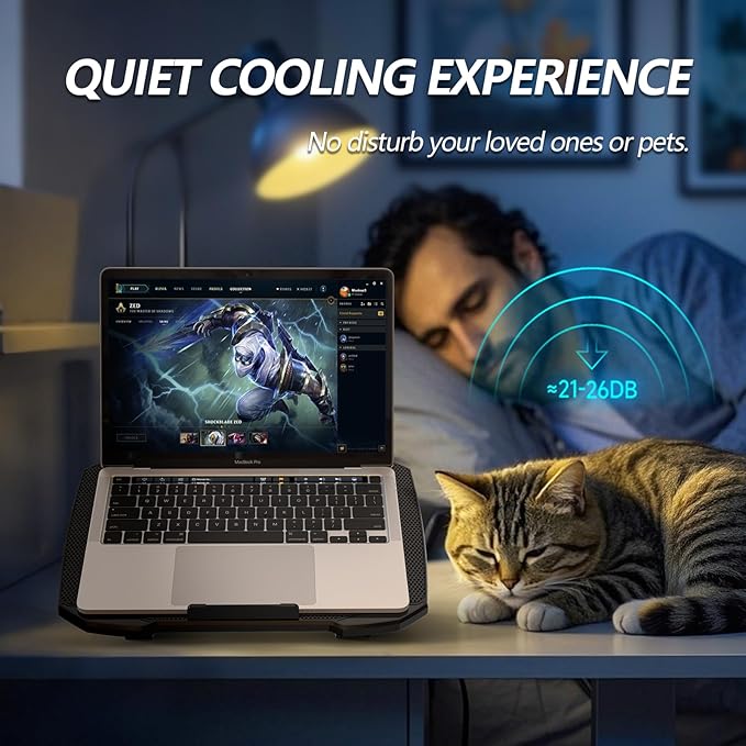AIMIUZI Laptop Cooling Pad for Computer Laptop Cooler for 12-15.6 Inch Notebooks, Laptop Cooling Stand with 5 Quiet Fans, 5 Height Adjustable,2 USB Ports, Phone Stand