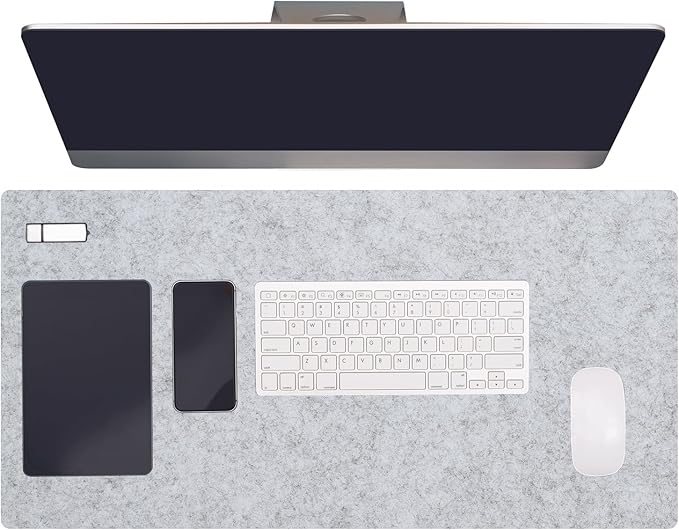 PATIKIL 47.2" x 23.6" Large Felt Desk Pad Protector, Non-Slip Desk Mat Full Table Mouse Pad Keyboard Mats for Laptop Computer Writing Desk Table Gaming Home, Light Gray