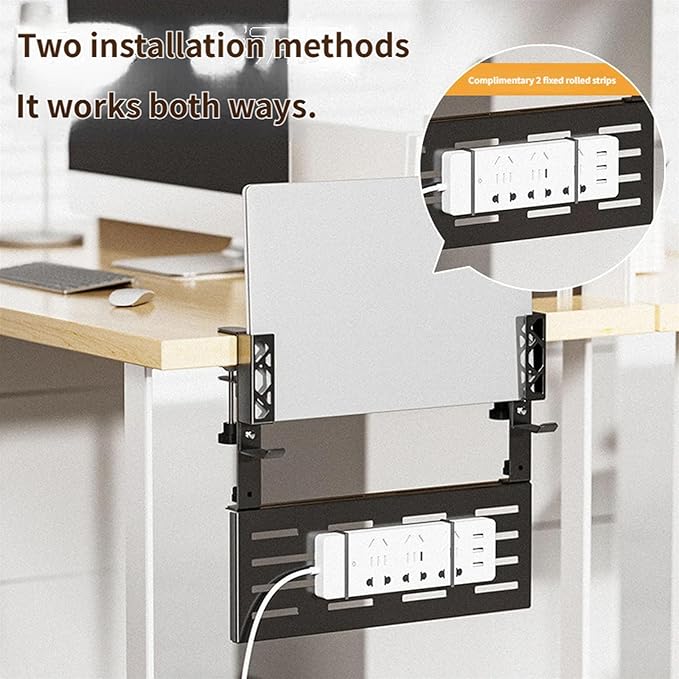 Space Saving Desk Edges Mount with Clamp Cable Management Organizers Builts in Storage Tray for Home Study Room Desk Cable Management Systems