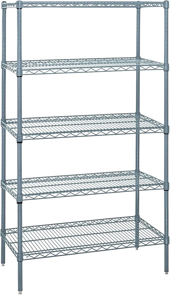 Quantum Storage Systems WR74-1860GY-5 Wire Shelving 5 Shelf Starter Units, 18" x 60" x 74", Gray Epoxy