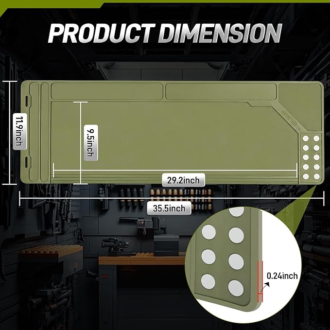 Gun Cleaning Kit with Mat, 35"x12" Rifle Shotgun Cleaning Mat Anti-Slip PP Material with Gun Cleaning kit, Magnetic Maintenance Mat with Organizer Parts Tray,Protective Workbench Mat for Gun Cleaning