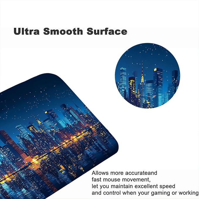 Modern City Gaming Mouse Pad Starry Sky City Reflection Night Mousepad XL Large Gaming Mouse Pad Laptop Keyboard Mat Desk Pad 31.5"x11.8" Office Computer Keyboard Laptop Home
