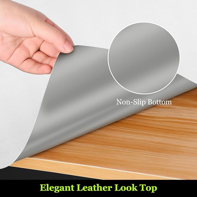 Warmstar Leather Table Cover 38 x96 Inch, 1.8MM Thick PVC Table Protector Waterproof, Desk Cover Protector Non-Slip Table Pad for Kitchen, Dresser, Gaming Desk,Dining Room Table，White
