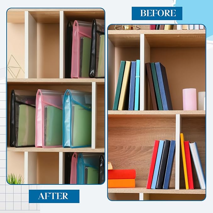 AmazingSpark 3 Pcs 11 x 17 Inch Expandable Tabloid Size Document Folder Organizers with Snap Closure & Label, Clear Plastic Expanding File Folder for A3 Ledger Size Plots Charts (Mix Colored)
