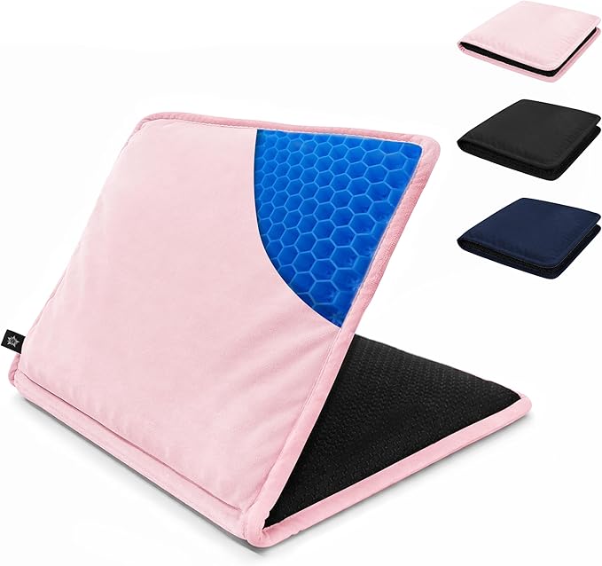 SPRING SEAON Large Gel Seat Cushion for Pressure Relief – Honeycomb Buffer Design with Extra Thick Filling, Anti-Slip Bottom, Perfect for Long Sitting, Travel, Airplane and Daily Comfort (Pink)