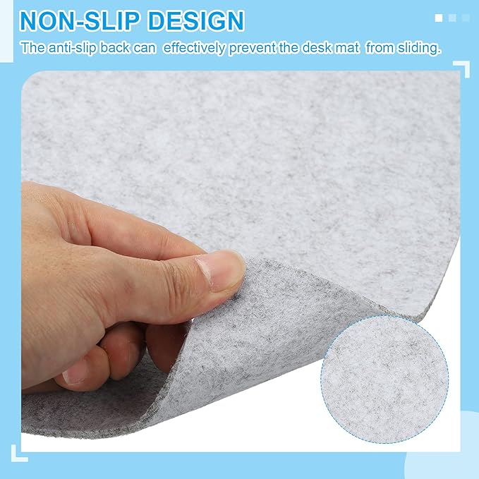 PATIKIL 31.5" x 15.7" Large Felt Desk Pad Protector, Non-Slip Desk Mat Full Table Mouse Pad Keyboard Mats for Laptop Computer Writing Desk Table Gaming Home, Light Gray
