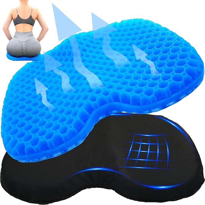 Kayak Seat Cushion - Blue Cooling Gel Kayak Accessory Removable Waterproof Cover | Comfort for Kayak Seats, Fishing, Car seat，Office Chair & Outdoor Use