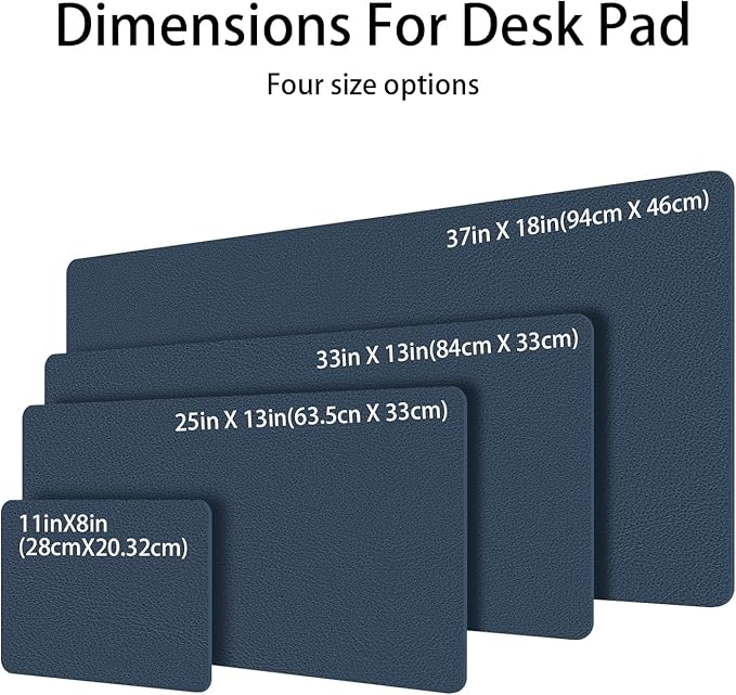 Leather Desk pad Protector, Office Mat, Large Mouse Mat, Non-Slip PU Leather Blotter, Laptop Desk Pad,Waterproof Laptop Computer Desk Keyboard Mat for Office/Work/Home/Decor (Dark Blue, 37 * 18in)