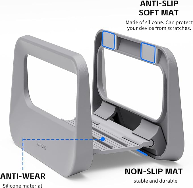 Vertical Laptop Stand for Desk,Plastics Laptop Holder Dock with Silicone Protection,Compatible with All MacBook/Surface/Samsung/HP/Dell/Chrome Book (Gray)