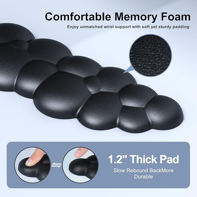 MOKURU Cloud Mouse Pad with Wrist Rest, Cloud Keyboard Wrist Rest, Mouse Pad Wrist Support, Ergonomic Keyboard Mouse Wrist Support (Black)
