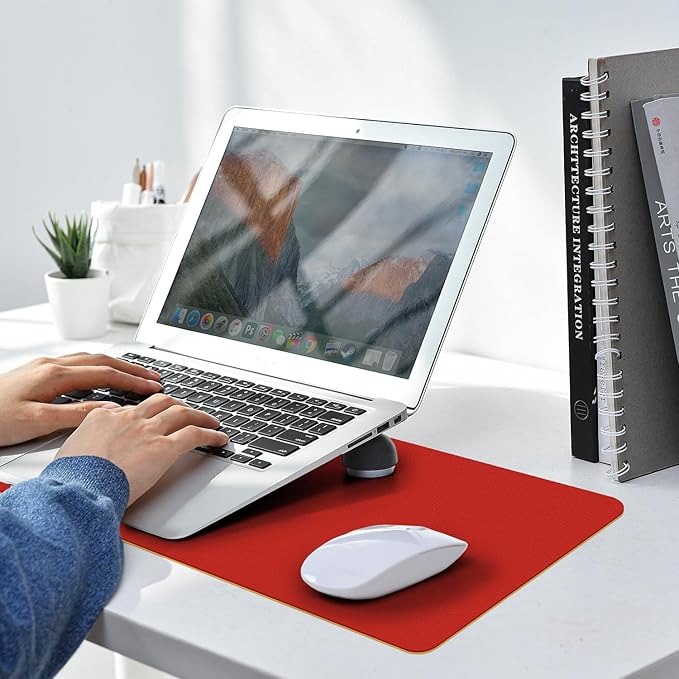 Leather Desk pad Protector, Office Mat, Large Mouse Mat, Non-Slip PU Leather Blotter, Laptop Desk Pad,Waterproof Laptop Computer Desk Keyboard Mat for Office/Work/Home/Decor (red, 55in*18in)
