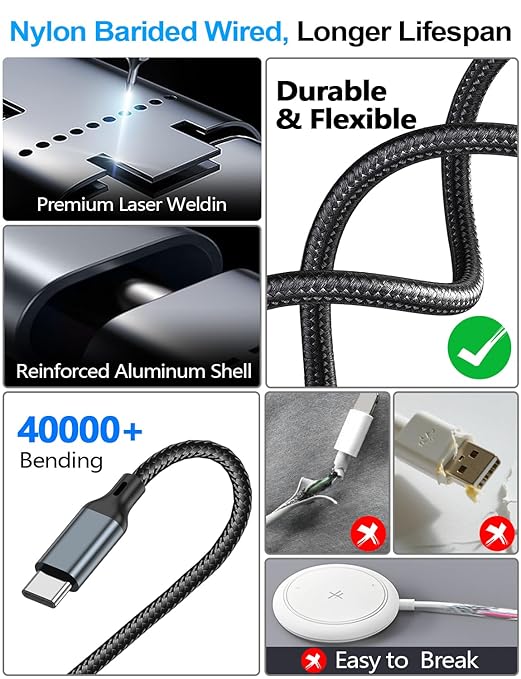 Travel Essentials,Multi Charging Cable for Apple Watch Charger/iPhone Charger/Samsung Charger,USB A & Type C Power Cable for iWatch Ultra/10-2/iPhone 17-11/Samsung S26,Serial Cables,Car[1.5M]-Black