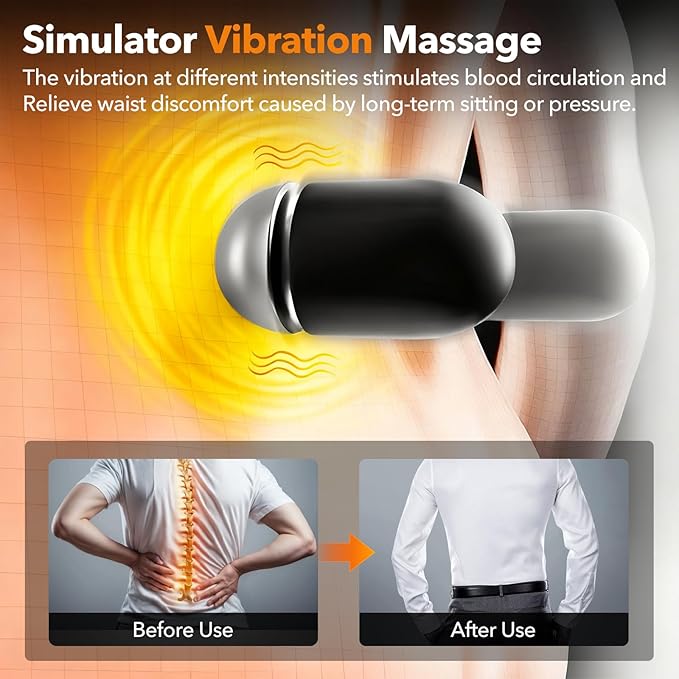 Smooth Spine Triple Fusion Back Massager with Heat - Sciatica Pain Relief & Spine Decompression Device, Deep Tissue Massager for Lower Back Pain, Office Chair and Home Use for Chronic Sufferers