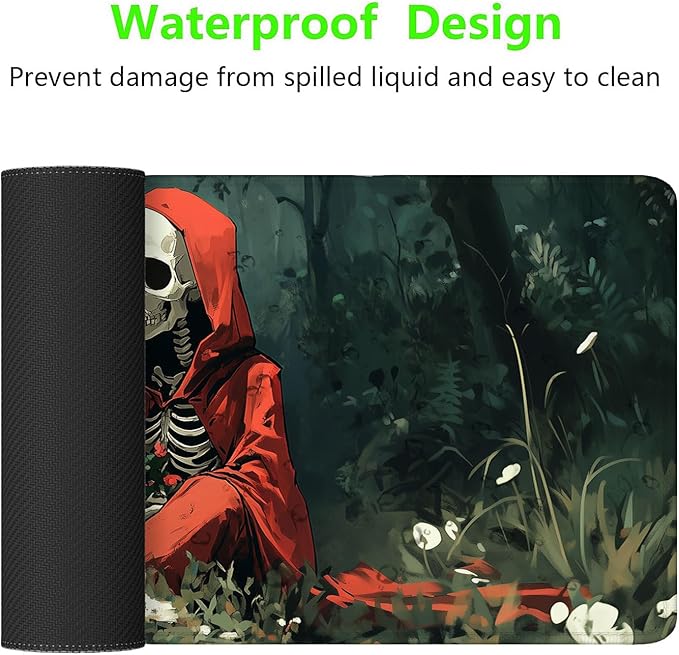 Skull Desk Mat Dark Lonely Game Anime Flowers XL Mouse Pad Large Mousepad Extended Laptop Keyboard Mat Gaming Desk Pad Mouse Mat 31.5"x11.8" Office Computer Keyboard Laptop Home