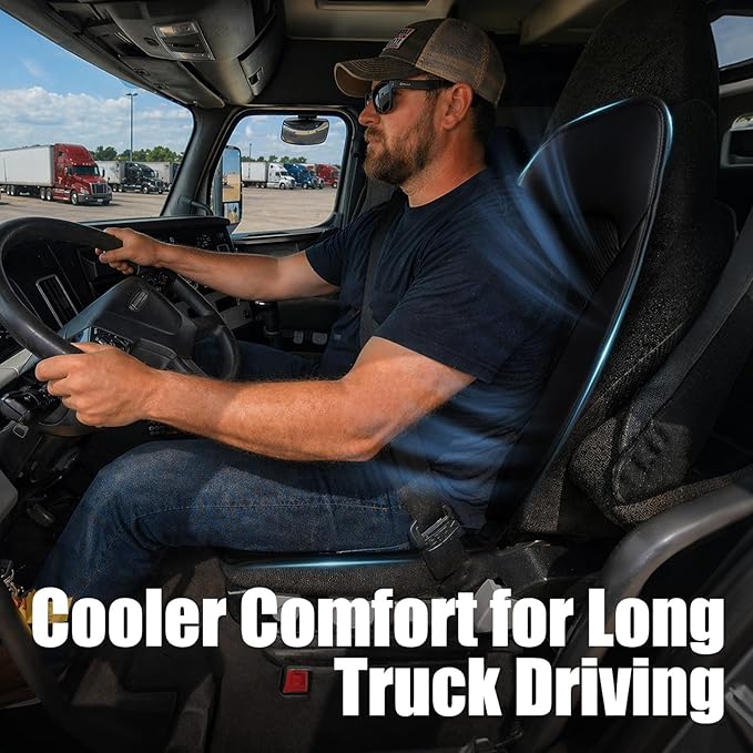 Cooling Seat Cover for Cars, 12V 3-Speed Cooling Car Seat Cushion with Weight Sensing, Universal Fit for Summer Car SUV Truck Bus, Comfortable Non-Slip Breathable 3D Mesh Leather, Black