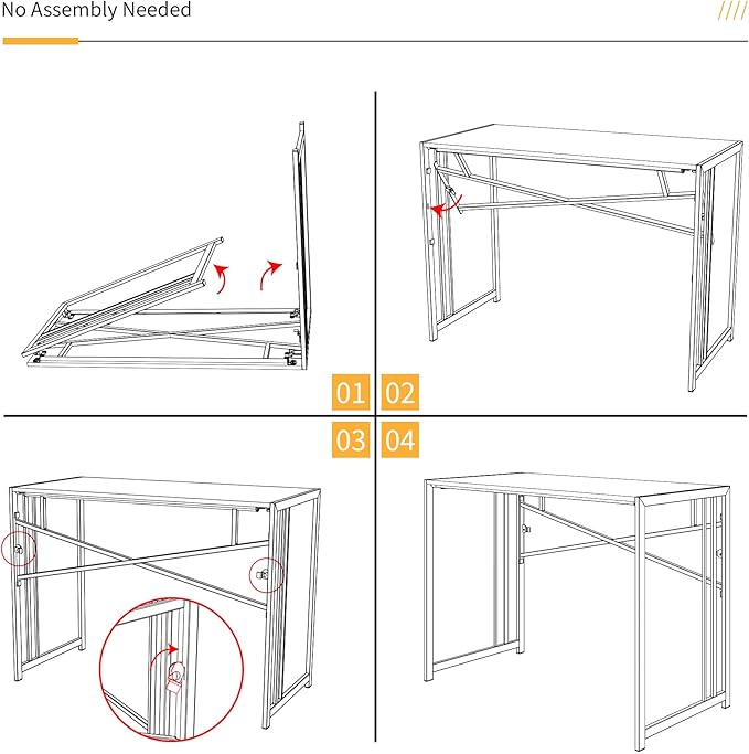 Lutown-Teen Small Folding Desk 32 inch, No Assembly Required Small Office Desk, Writing Gaming Computer Camping Desk, Beige
