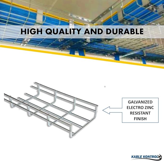 Kable Kontrol Ceiling Hanger Kits – 6” Width - Wire Mesh Tray Cable Management Rack Cords Organizer Cable Basket, Zinc Plated Steel NEC Approved for Network, Fiber Optic, Cabling Accessory