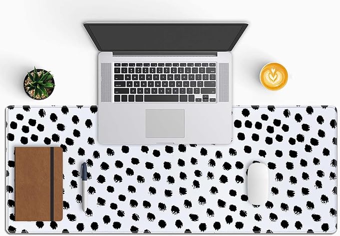 Boho Desk Mat, Polka Dot Large Mouse Pad Desk Pad Boho Desk Accessories for Women Men Office Decor, XL Mousepad Long Laptop Keyboard Mouse Mat 31.5''X11.8'' Non-Slip Rubber Base with Stitched Edges