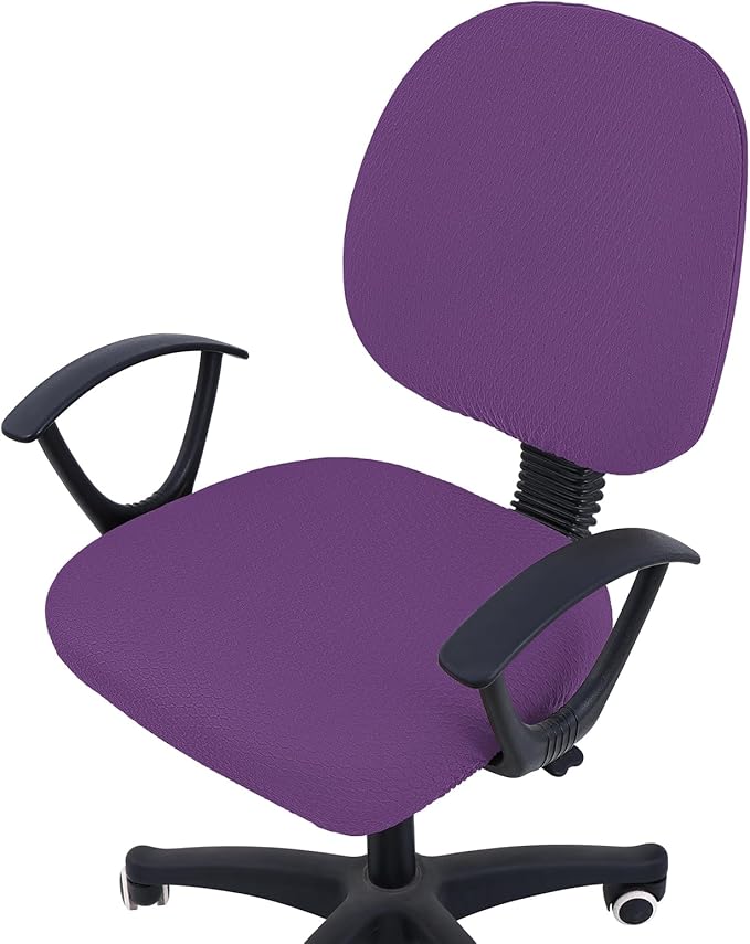 Smiry Stretch Jacquard Office Computer Chair Covers, Removable Washable Universal Desk Rotating Chair Slipcovers Protector, Seat + Backrest Cover, Purple