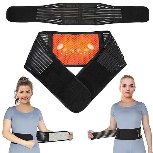 Back Support with Magnet, Tourmaline Magnetic Back Braces for Lower Back Pain Relief, Self Heating & Soothing Waist Band, Lumbar Support Belt for Herniated Disc/Sciatica (Large)