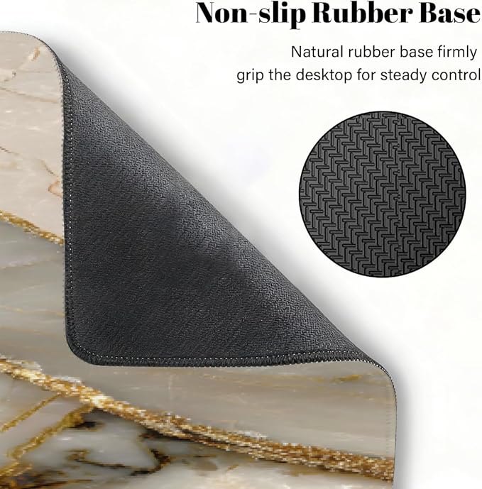 Large Mouse Pad Non-Slip Rubber Beige Marble Gold Long Gaming Desk Mat Big Computer Keyboard Mousepad Waterproof Protector Wristing Pad for Gaming Office Home Decorative 31.5 X 11.8 Inch