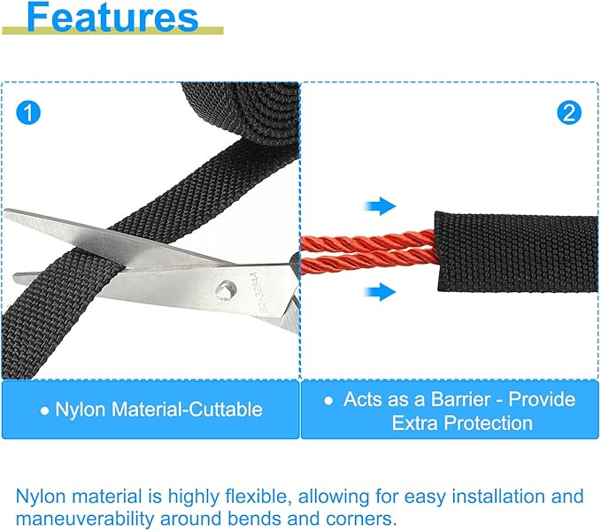 PATIKIL 0.4" Dia 3.3FT Nylon Protective Hose Sleeve, Cable Cover Sheath Protection for Welding Tig Torch Hydraulic Hose, Black