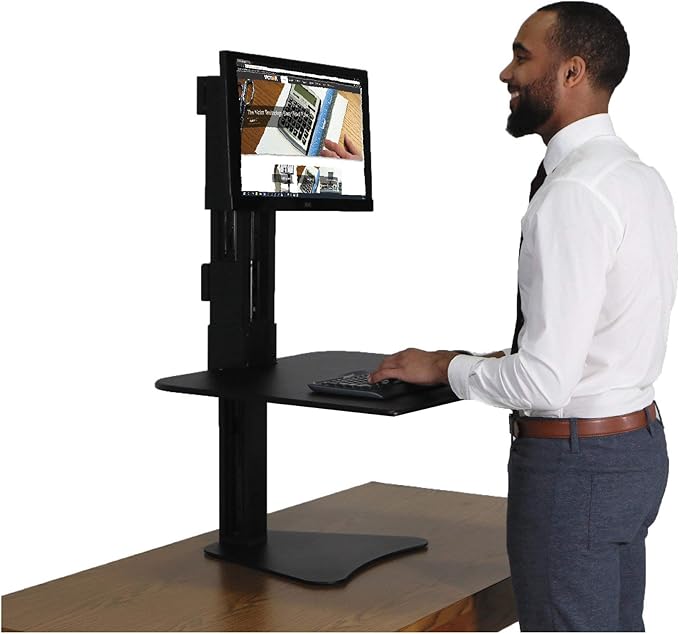 Victor High Rise Standing Desk Workstation, 28" X 23" X 10.5" to 15.5", Black