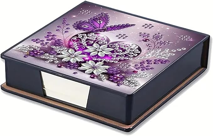 Butterfly Diamond Painting Kit Note Box,Memo Paper Storage Box Diamond Art,Sticky Note Holder Diamond Art,Diamond Painting Memo Pad For Office Desk. (butterfly2)