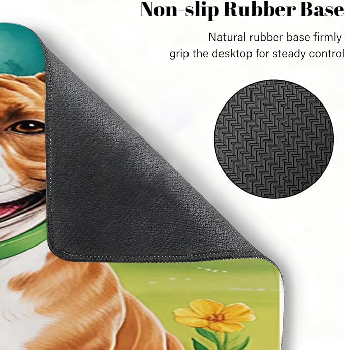 Large Mouse Pad Spring Animal Dog Non-Slip Rubber Long Gaming Desk Mat Big Computer Keyboard Mousepad Waterproof Protector Wristing Pad for Gaming Office Home Decorative 31.5 X 11.8 Inch
