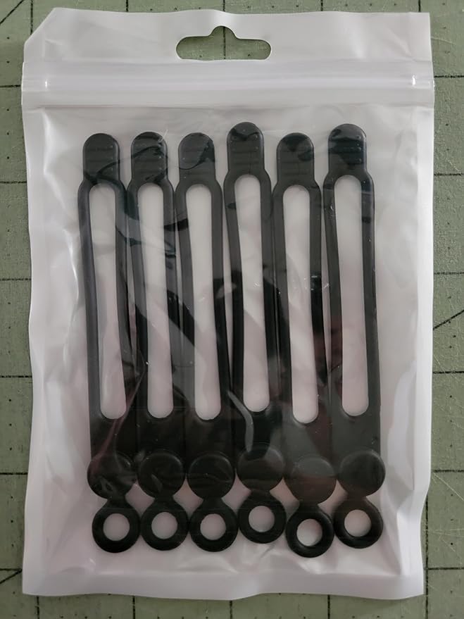 Set of 6 Black Silicone Cable Straps Organizer, Wire Management Ties for Bundling Phone Charger Cables, Earphones, Computer Cords, Organize Home Office (Black6)