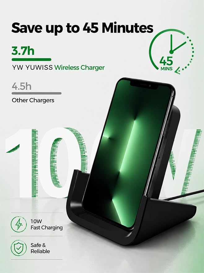 Wireless Charger YUWISS Wireless Charging Stand Cordless Charger 10/7.5/5W Compatible with iPhone 14 13 12/12 /11Pro Max/XR/XS Max/XS/X/8/8Plus Galaxy S22/S21/S9/S9+/S8/S8+ Note