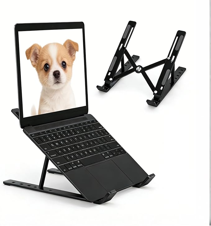 Laptop Stand for Desk, 80 lbs Load Sturdy Aluminum Laptop Riser, Portable Foldable Computer Stand for Office & Travel, Fits 10-17.3" MacBook Pro Air, Dell, HP, Surface, Samsung