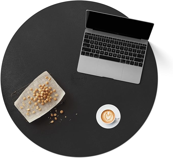 CENNBIE 30/24/20/18 Inches Round Table Mat - Cork Leather Table Pad - Suitable as Side Dining Coffee Table Cover Protector (Black)