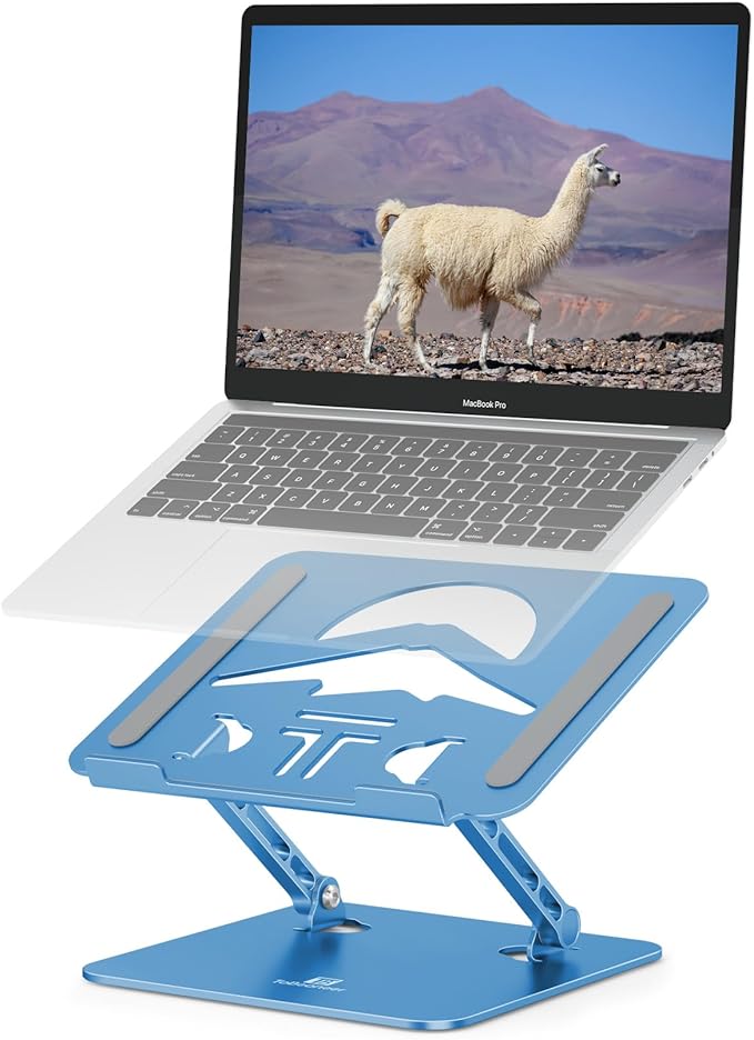 Laptop Stand, Ergonomic Adjustable Computer Stand for Collaborative Work, Foldable and Portable Heat Sink Computer Stands, Fits up to 16-inch Laptops (Dark Blue)