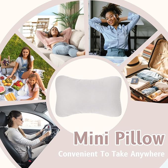 vocheer Small Pillows for Sleeping, 11"x7" Mini Pillow for Travel, Tiny Pillow for Neck, Lumbar, Knee, Wrist, Pets, Cotton Small Back Pillows for Travel, Bed, Office, Machine Washable, Dove-2pc