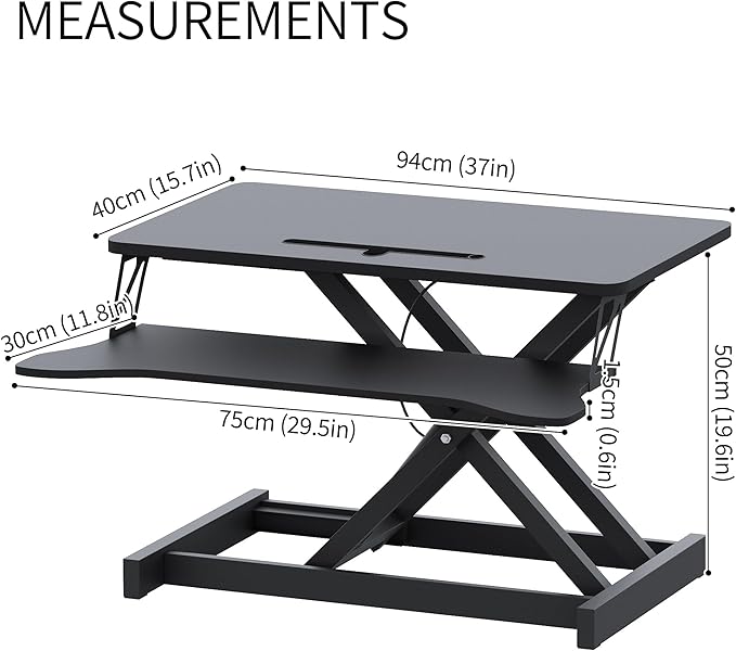 Panana Standing Desk Converter, Height Adjustable Sit to Stand Up Workstation, Dual Monitor and Laptop with Wide Keyboard Tray for Home Office (37")