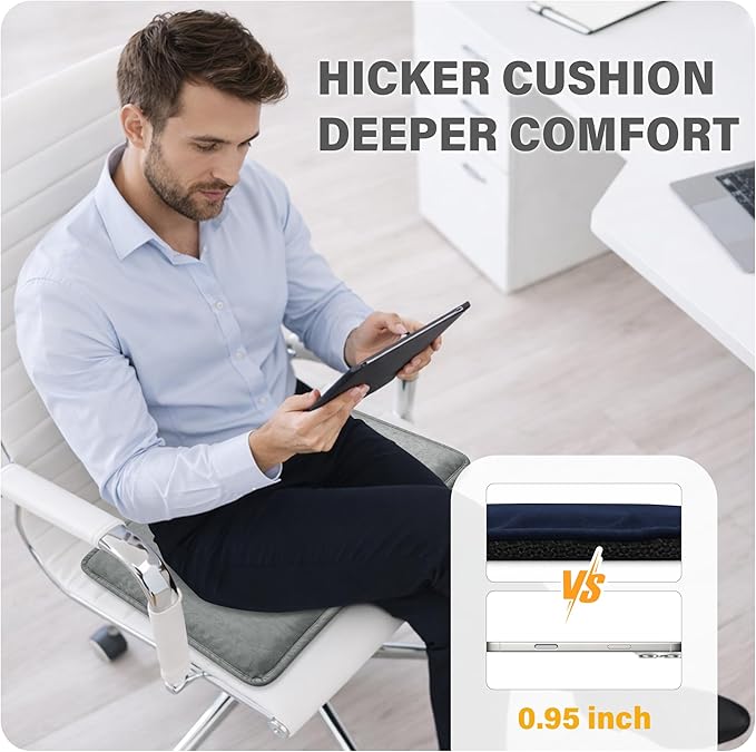 SPRING SEAON Large Gel Seat Cushion for Pressure Relief – Honeycomb Buffer Design with Extra Thick Filling, Anti-Slip Bottom, Perfect for Long Sitting, Travel, Airplane and Daily Comfort (Gray)