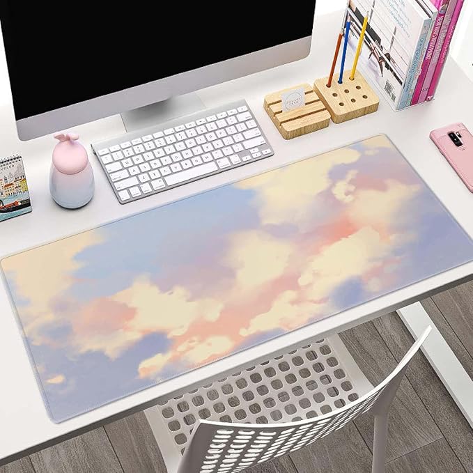 Desk Mat Pastel Color Sky Large Keyboard Mouse Pad for Laptop PC Setup Desk Cover Protector Desk DéCor for Office Home Work Gaming 31.5" X 11.8" Stitched Edge Non-Slip Design