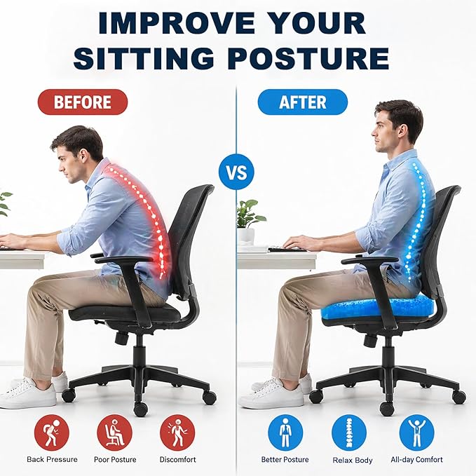 westlyn Gel Seat Cushion, Heavy-Duty Honeycomb Gel Seat Cushion, Suitable for Long Sitting Pressure Relief, Breathable & Soft Non-Slip, Cooling Seat Cushions for Car Seat Office Chair