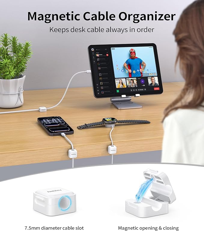 9 Pack Magnetic Cable Clips Cord Organizer,Desk Cable Management Accessories,Cord Clips,Adhesive USB Wire Holder Keeper Organizer for Home Office Desk Phone Car Wall Desktop Nightstand cable organizer