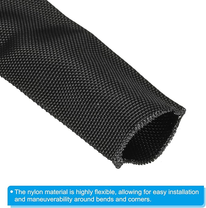 PATIKIL 1.5" Dia 6.5FT Nylon Protective Hose Sleeve, Cable Cover Sheath Protection for Welding Tig Torch Hydraulic Hose, Black