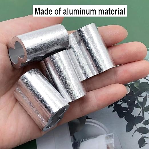 Aluminum Crimping Loop Sleeve Cable Crimp for 3/8" Diameter Double Ferrule Wire Rope and Cable (Pack of 14)