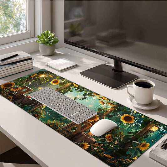 HOMETITUTE Mouse Pad 31.5 x 11.8 Inch XL Large Desk Mat Sunflower Extended Keyboard Pad Non Slip Computer Mat Waterproof Gaming Mouse Pad Nature Style Mousepad Desk Accessories for Home Office Setup